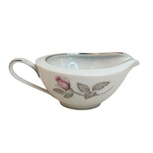 Zylstra Rose Handcrafted Fine China Creamer With Pink Rose & Silver Trim Vintage